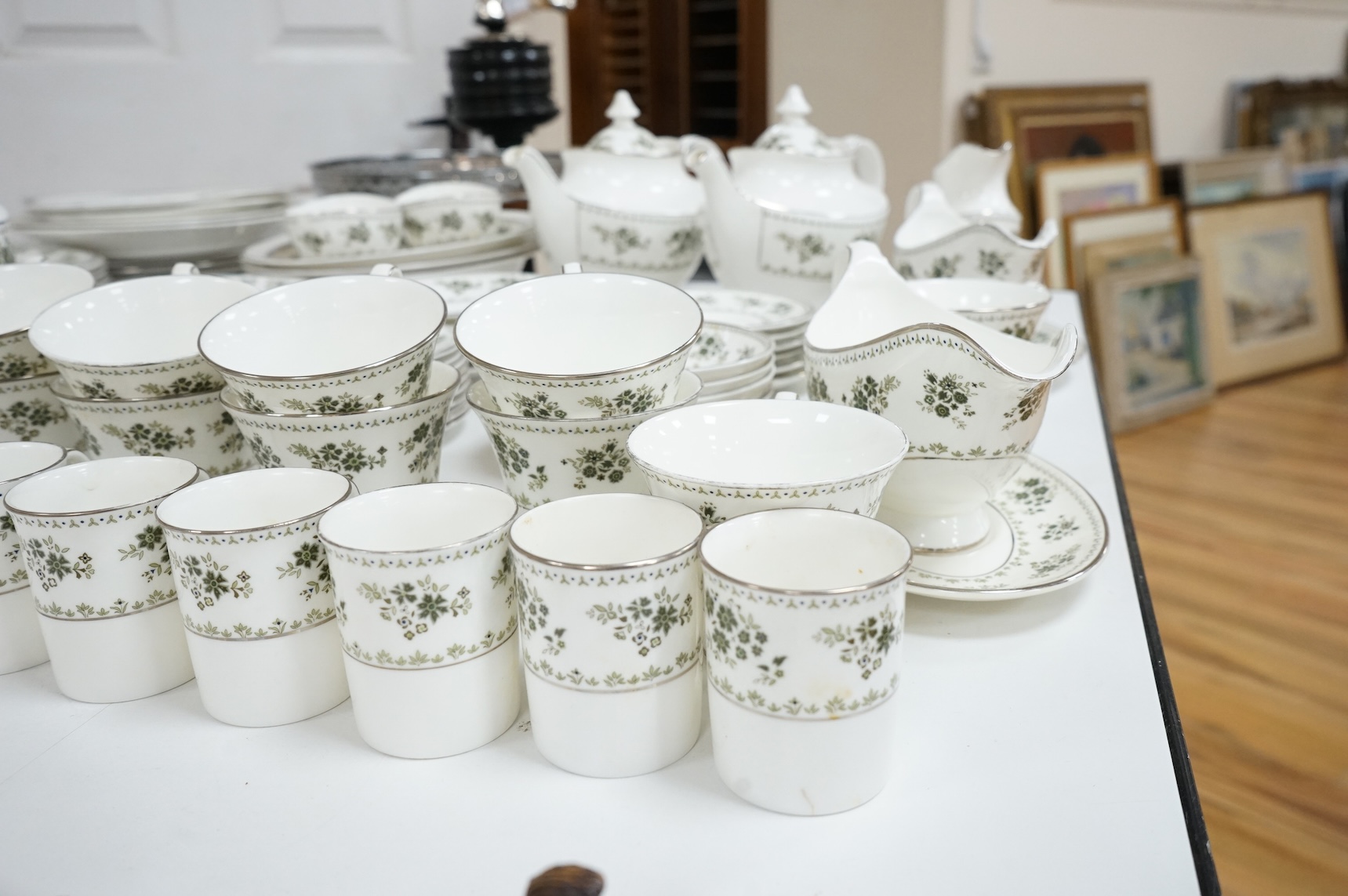 A Royal Doulton Valley Green dinner, tea and coffee service, largest 34cm wide